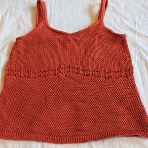Rust/Burnt Orange Sweater/Loose Knit Crop Tank Top Size M